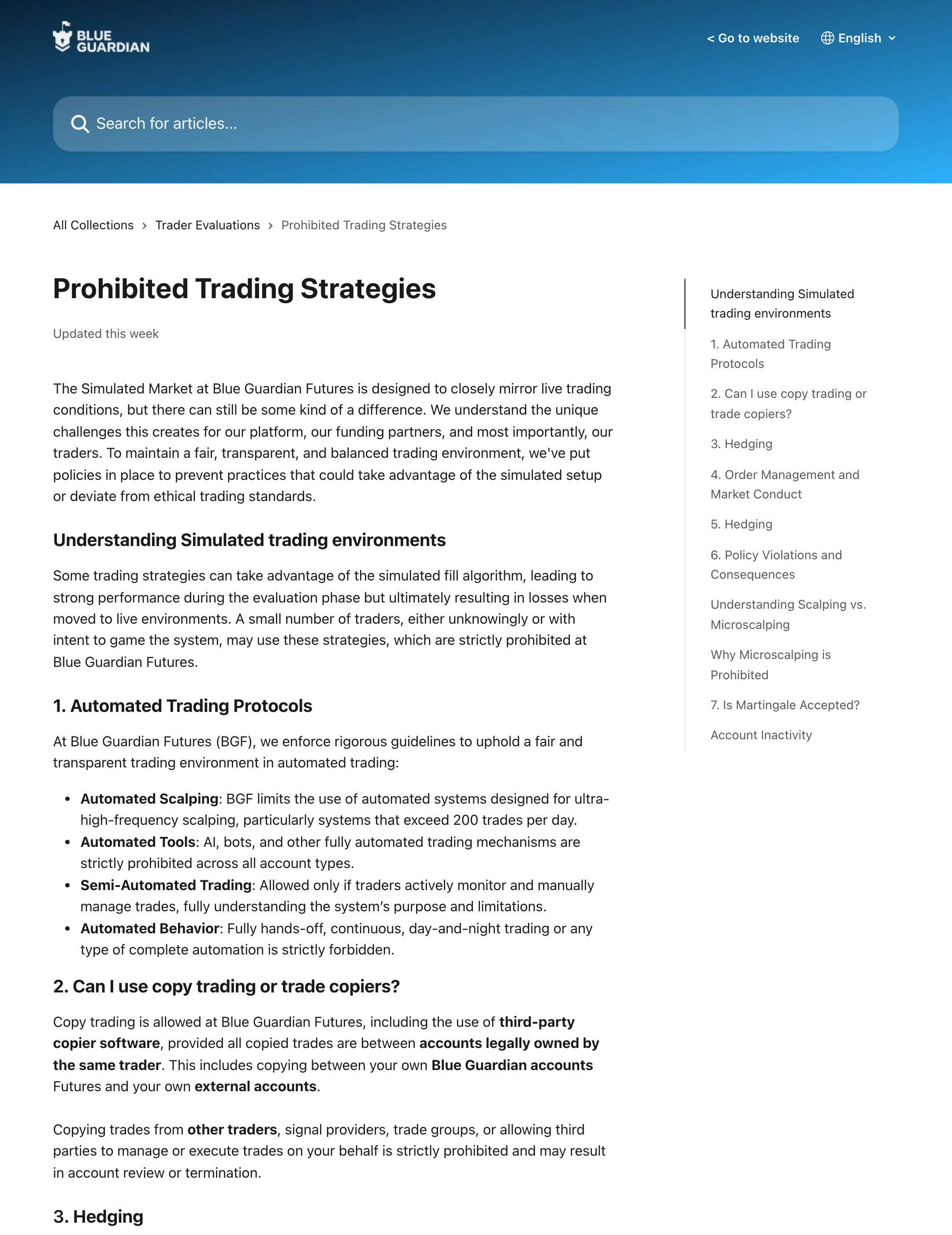 Prohibited Trading Strategies (current)