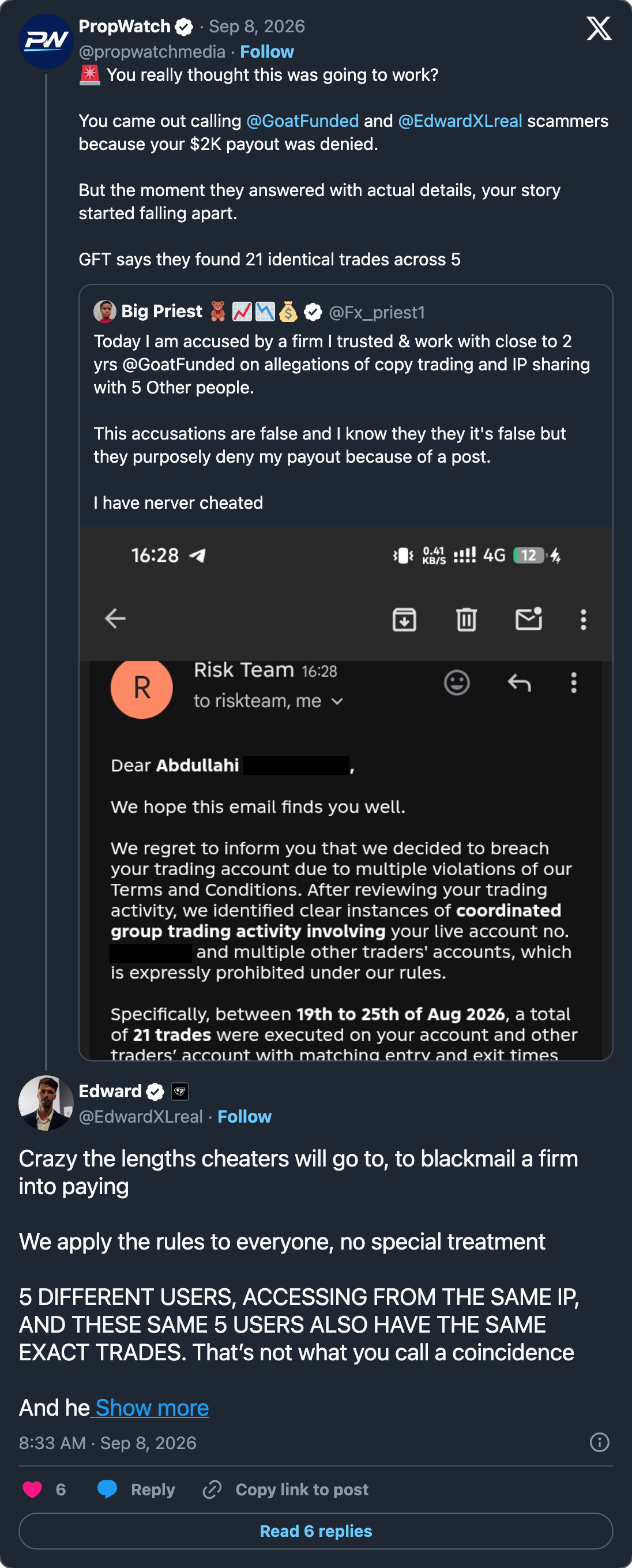 The founder calling the claim an attempt to blackmail the firm