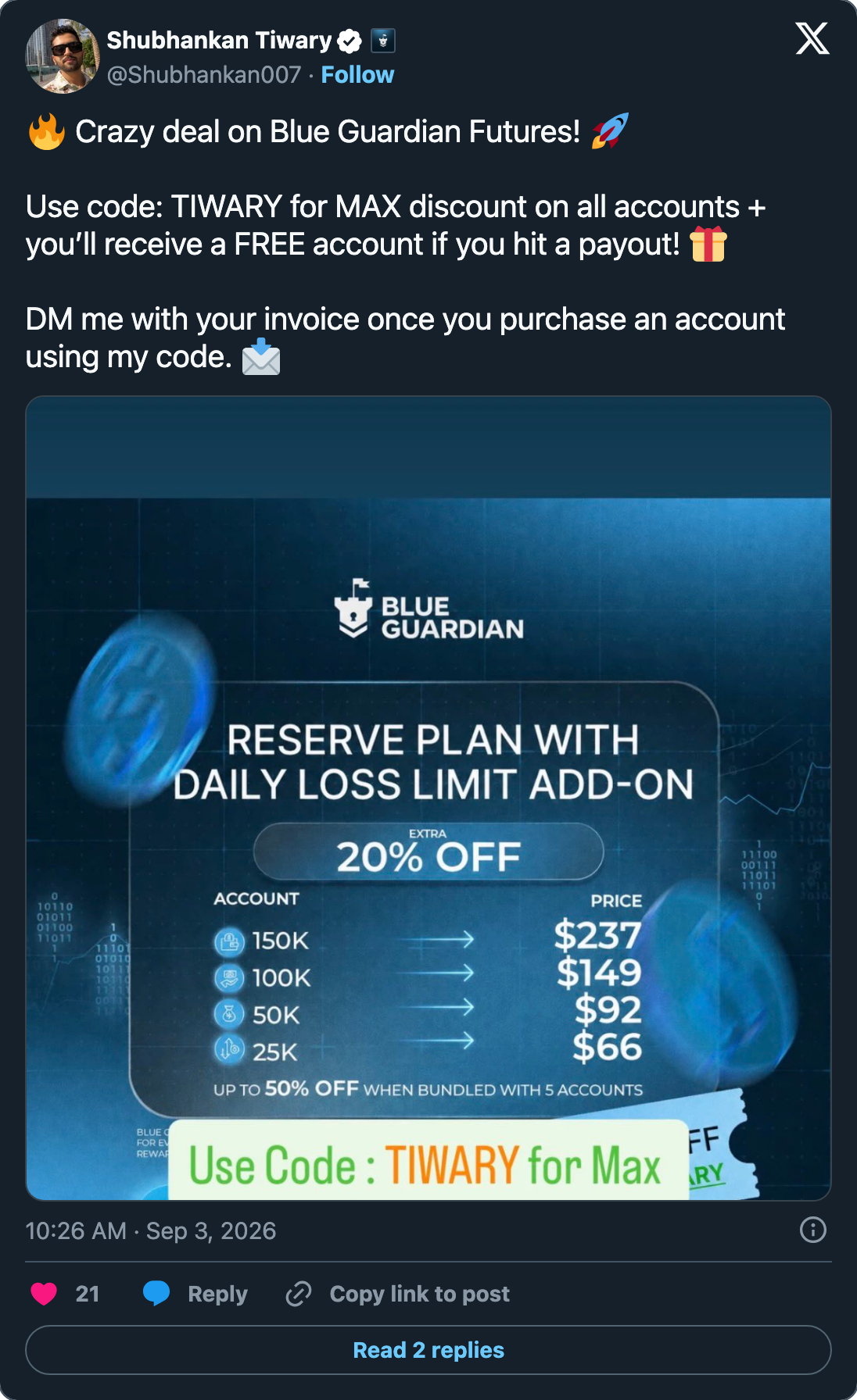 Shubhankan007 affiliate promo (code TIWARY)
