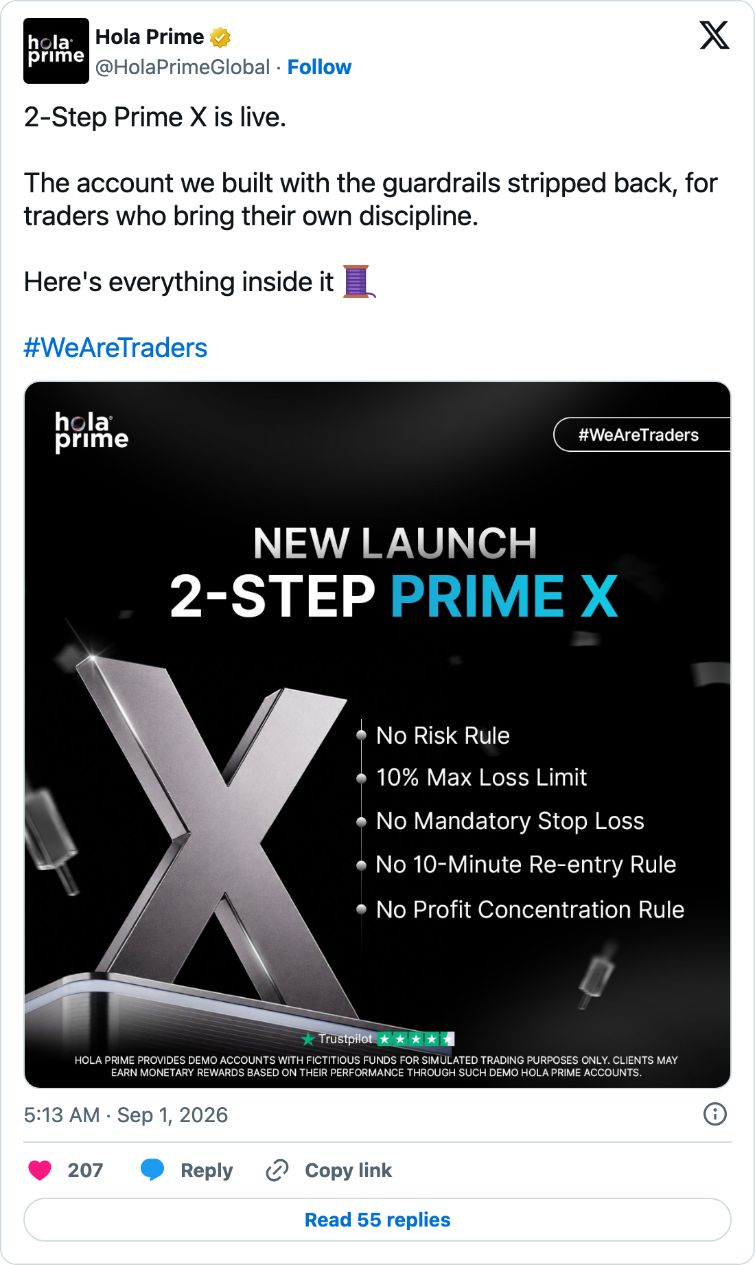 Hola Prime's own announcement post: 2-Step Prime X is live