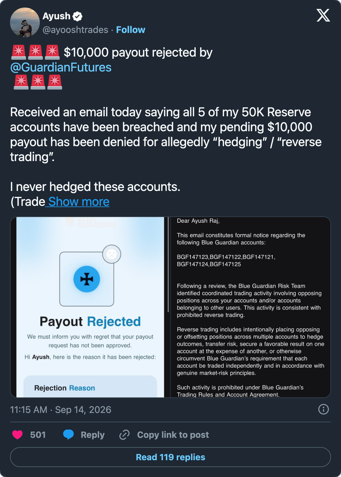 Ayush pinned post (ZERO evidence)