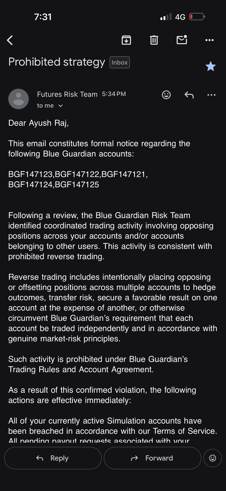 Futures Risk Team breach notice (BGF147121-125)